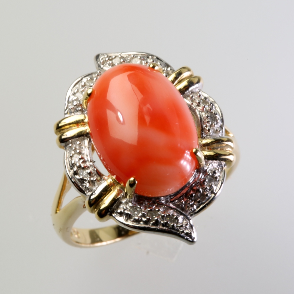 Solid 14K Gold Coral Ring