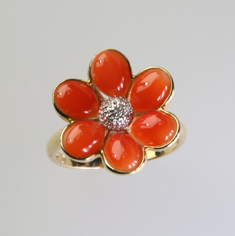 Solid 14K Gold Coral Ring