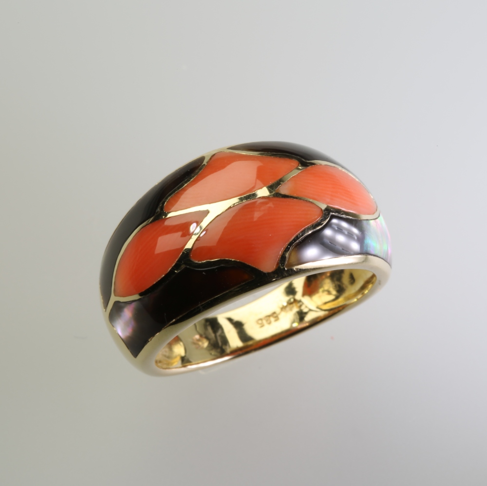 Solid 14K Gold Coral Ring