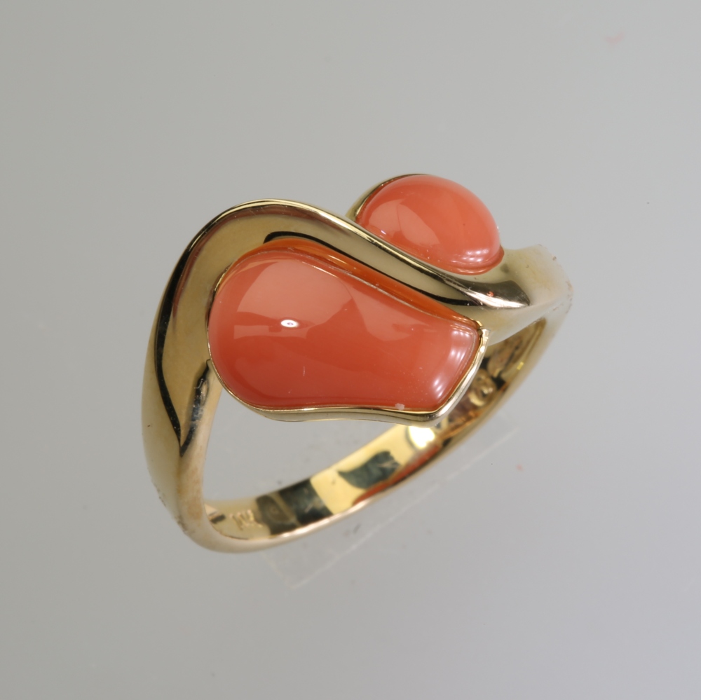 Solid 14K Gold Coral Ring