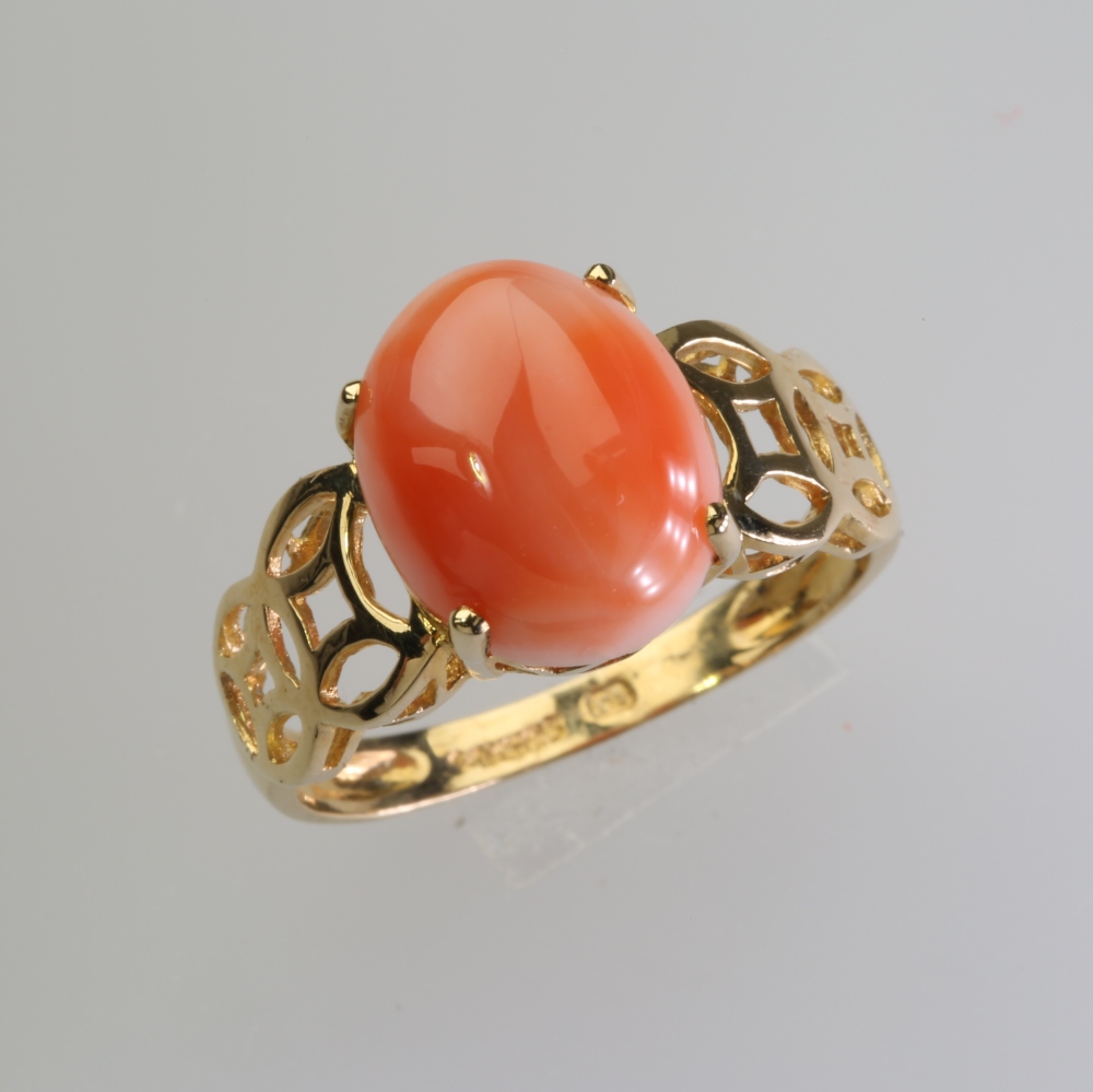 Solid 14K Gold Coral Ring