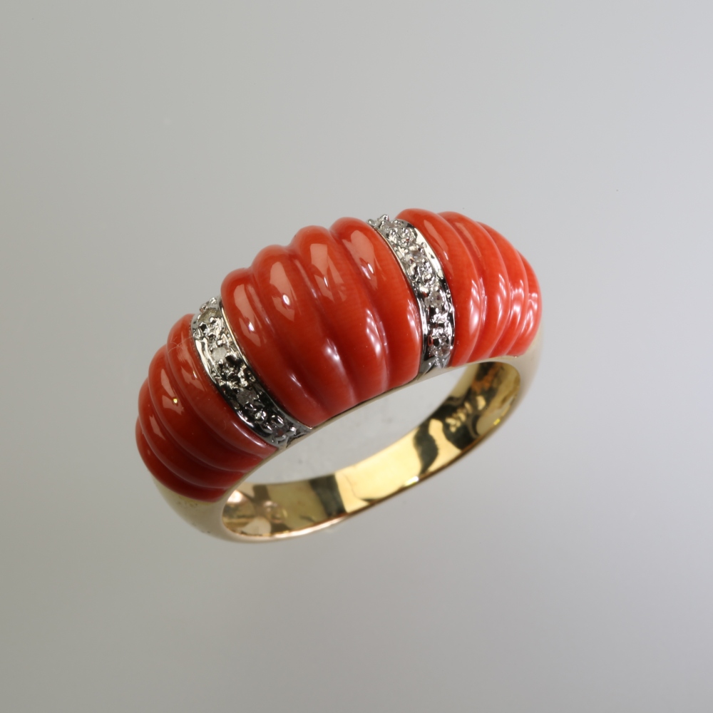 Solid 14K Gold Coral Ring