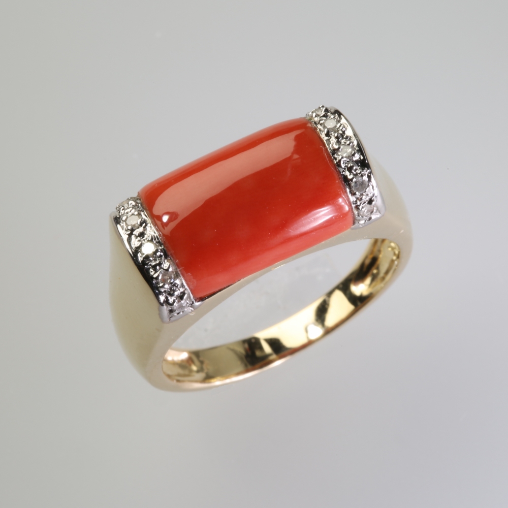 Solid 14K Gold Coral Ring