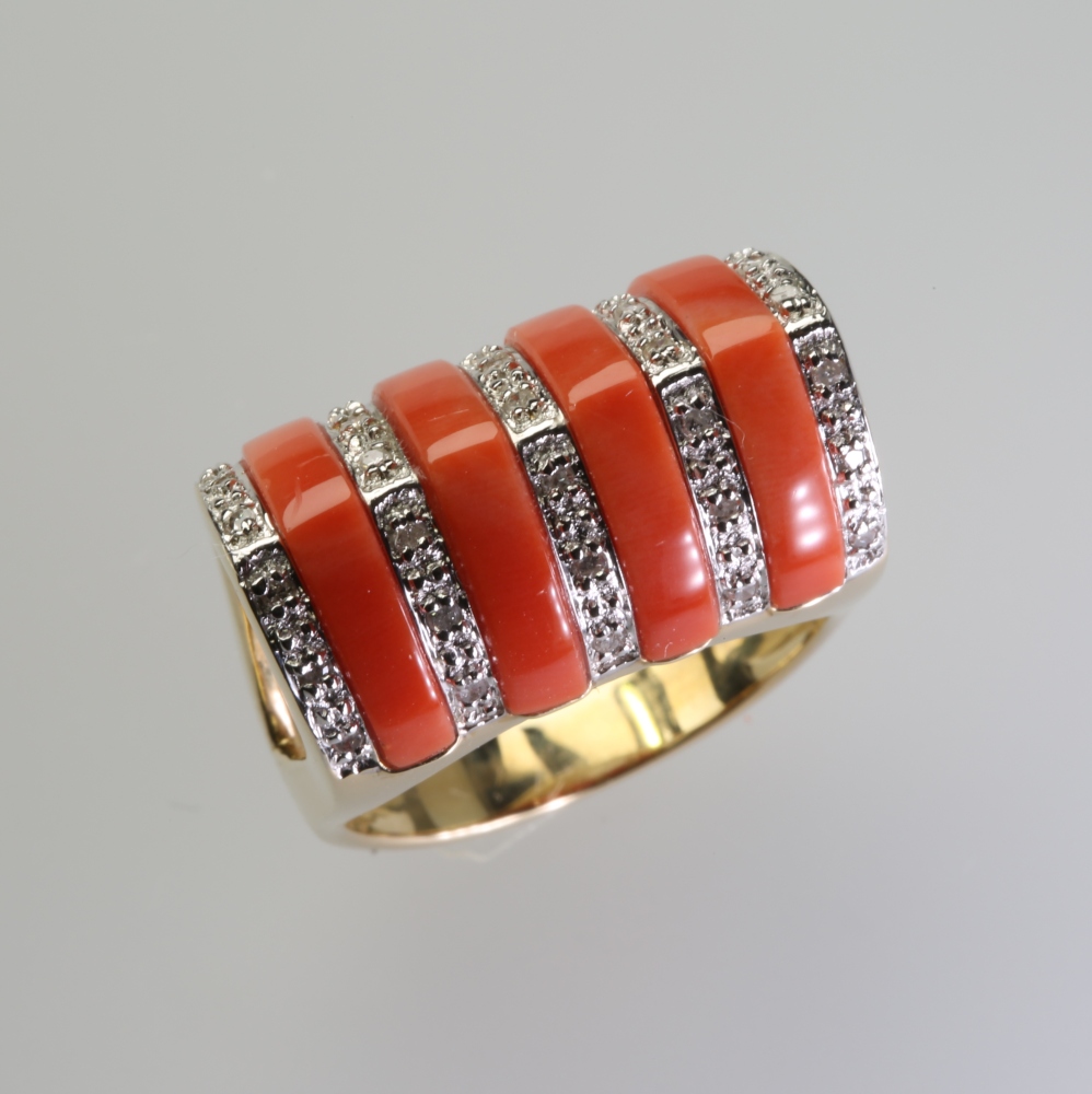 Solid 14K Gold Coral Ring