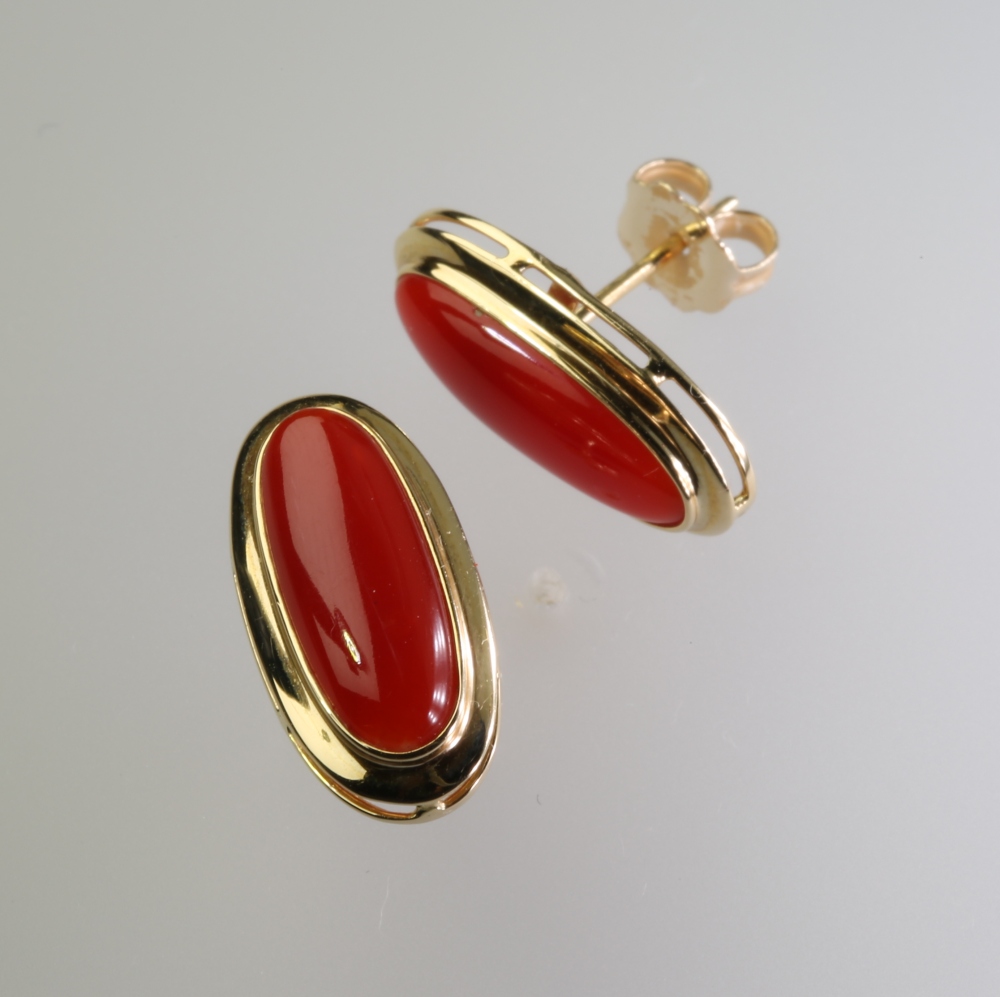 Solid 14K Gold Coral Earrings