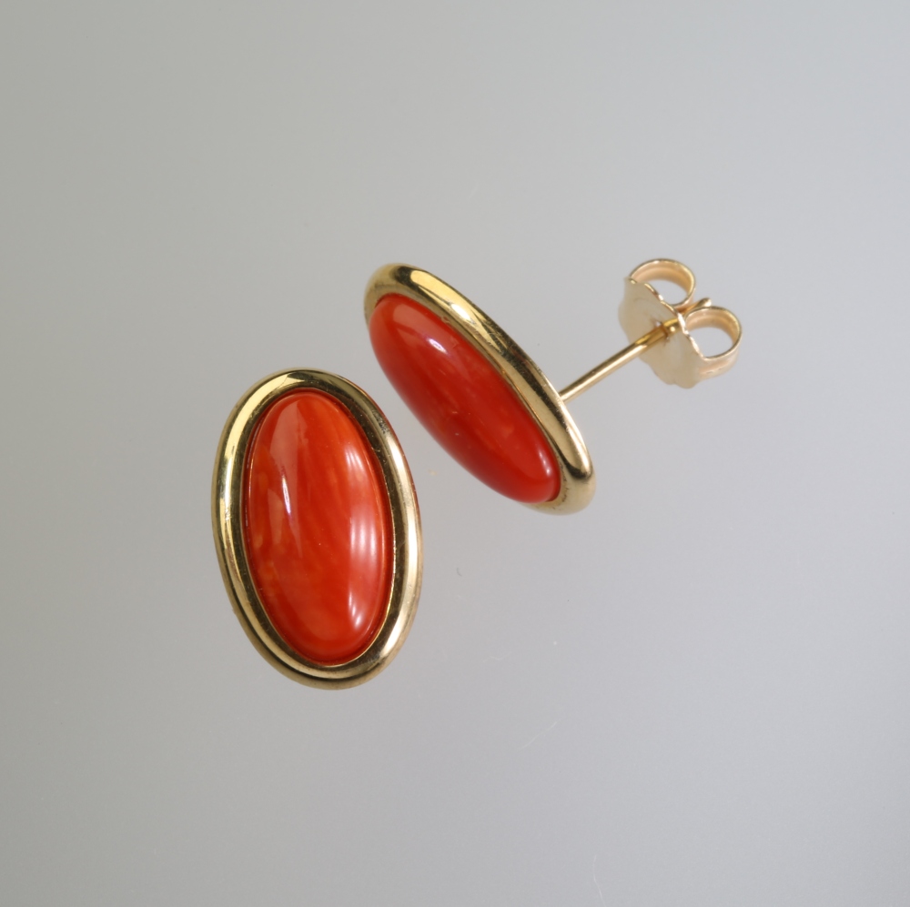 Solid 14K Gold Coral Earrings