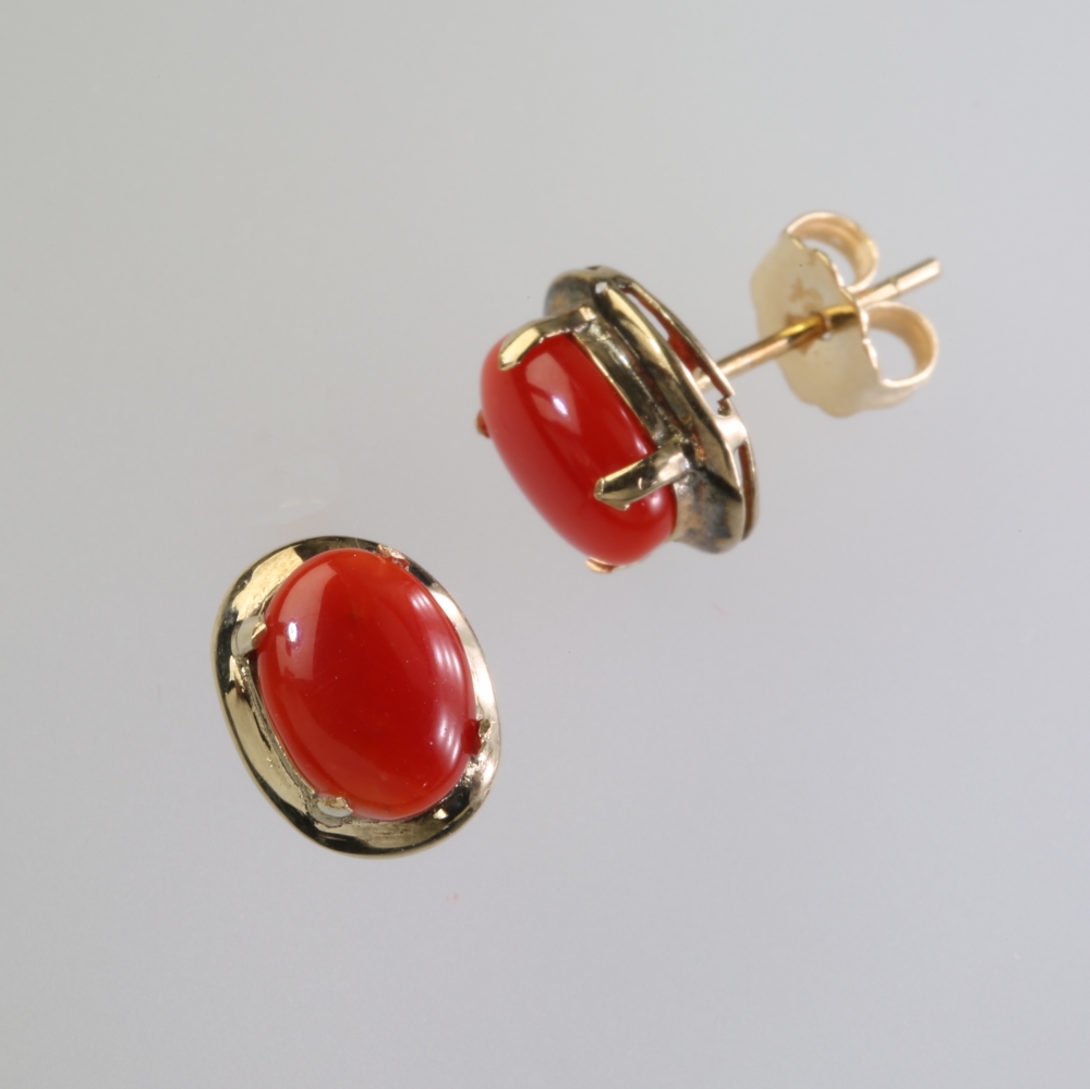 Solid 14K Gold Coral Earrings