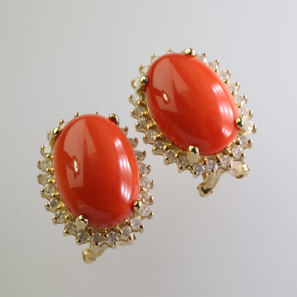 Solid 14K Gold Coral Earrings