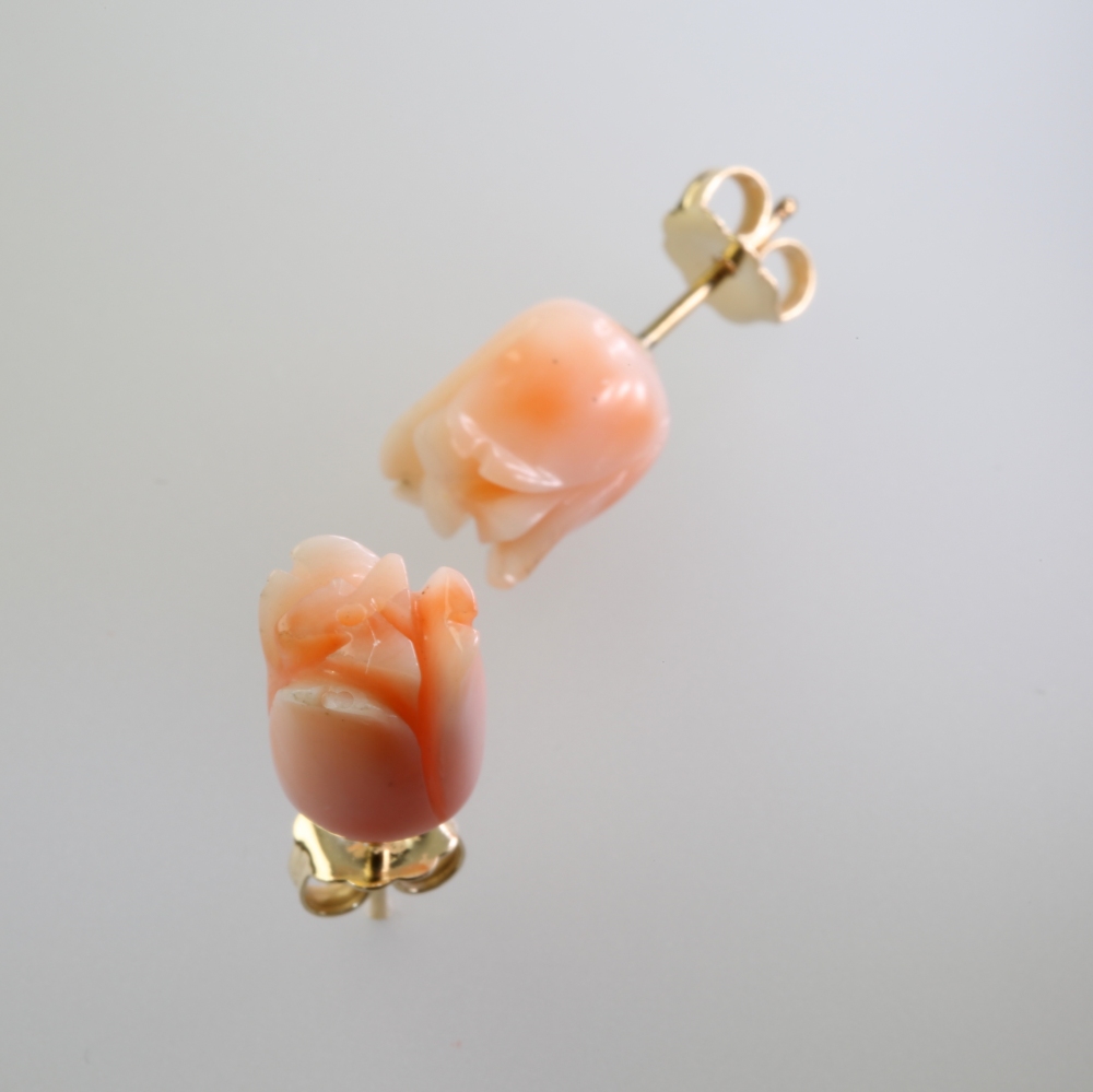 Solid 14K Gold Coral Earrings