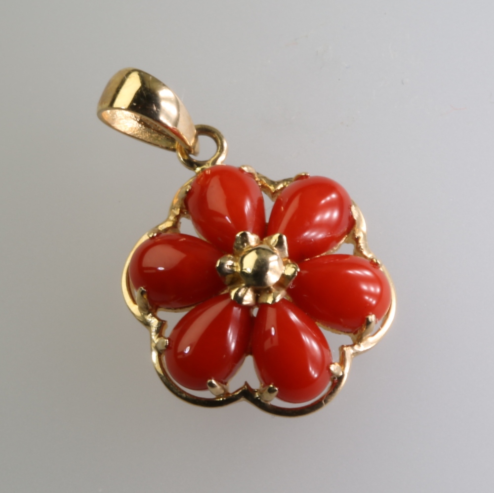 Solid 14K Gold Coral Pendant