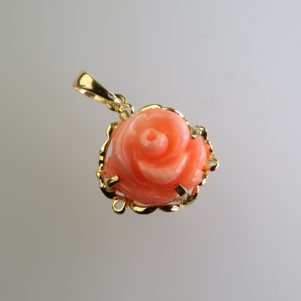 Solid 14K Gold Coral Pendant