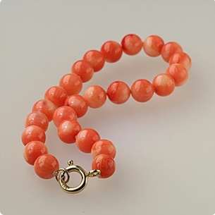 Solid 14K Gold Coral Bracelet