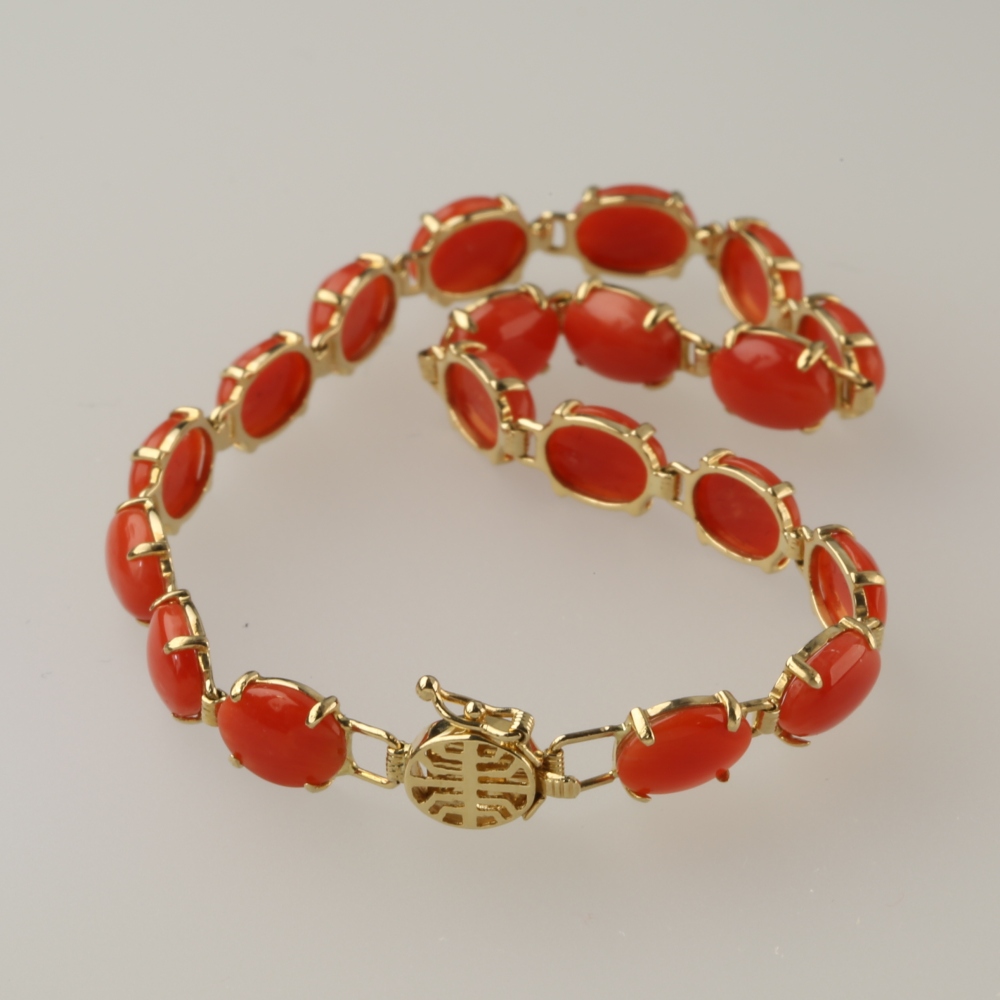 Solid 14K Gold Coral Bracelet