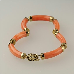 Solid 14K Gold Coral Bracelet