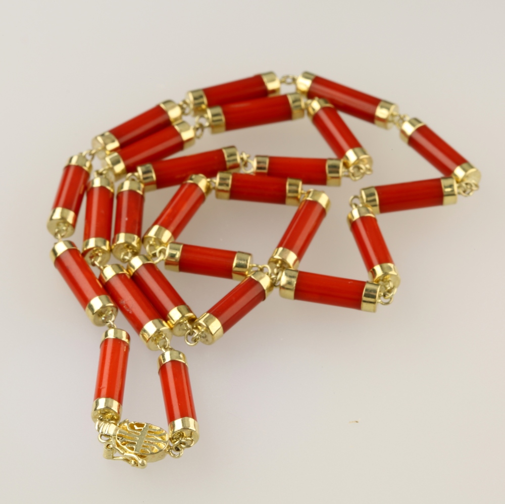 Solid 14K Gold Coral Necklace