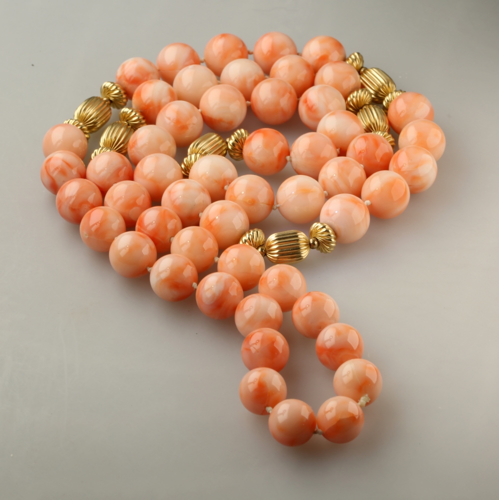 Solid 14K Gold Coral Necklace