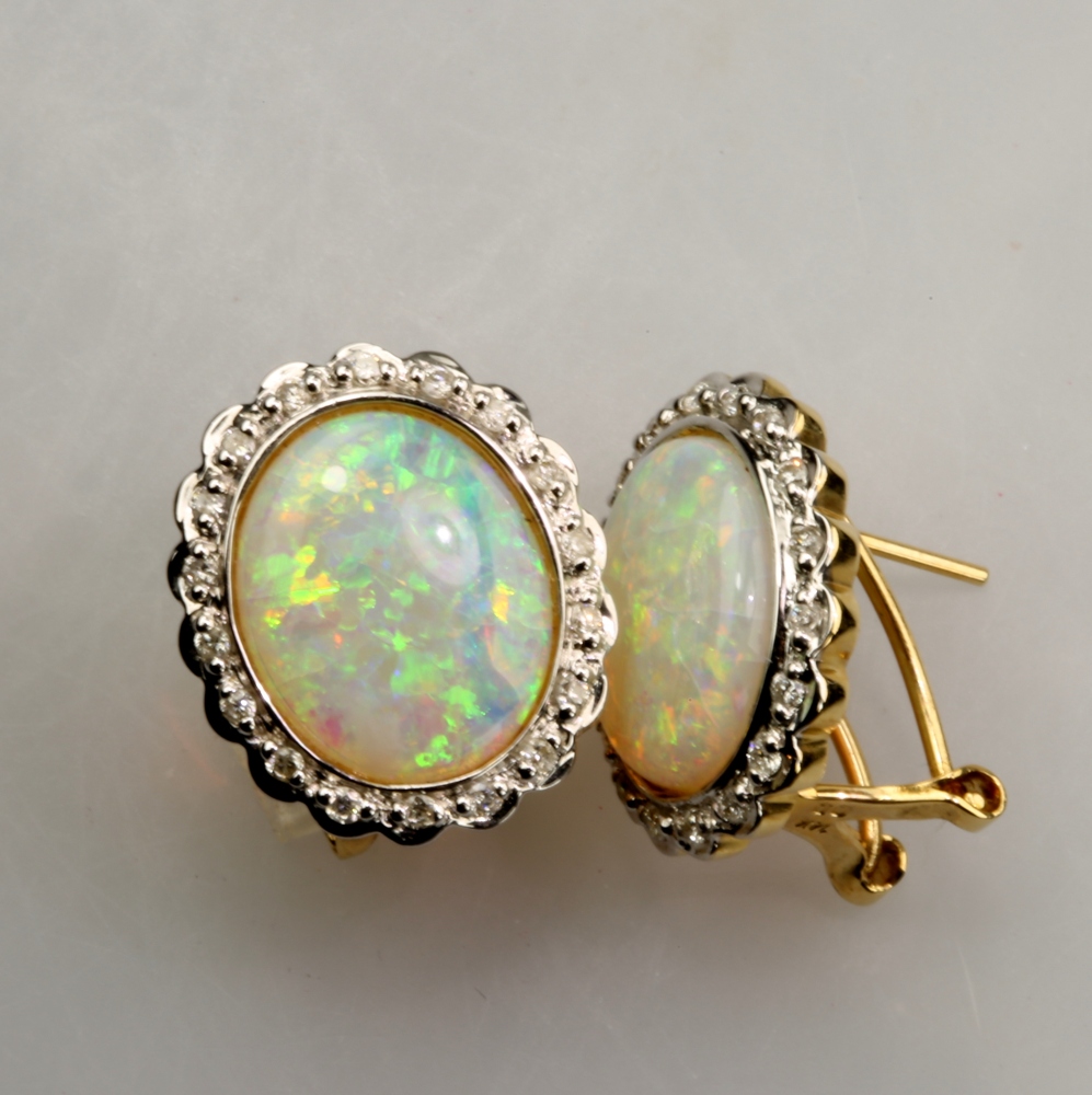 14K Gold Fire Opal Earrings