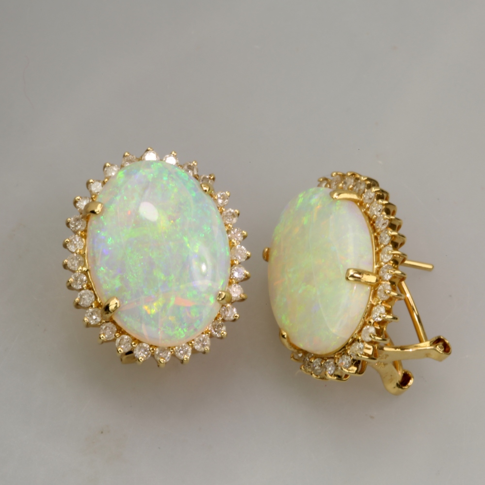 14K Gold Fire Opal Earrings
