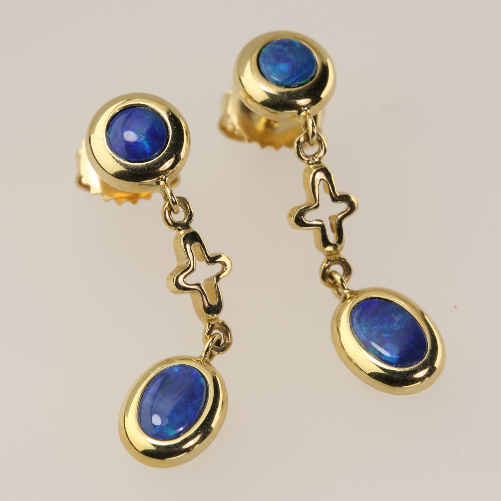 14K Gold Fire Opal Earrings