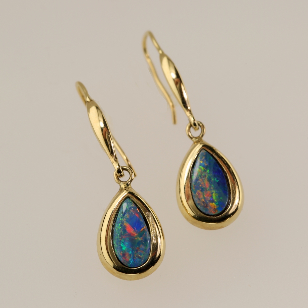 14K Gold Fire Opal Earrings