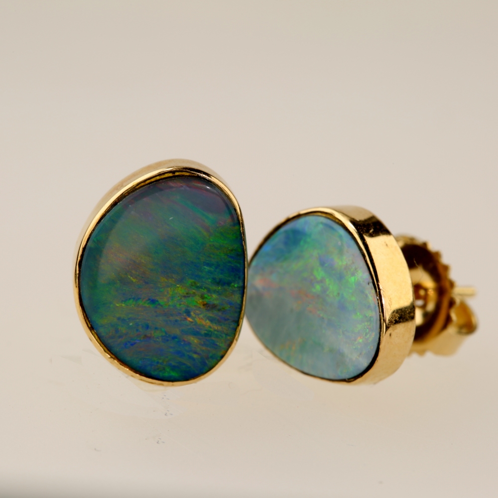 14K Gold Fire Opal Earrings