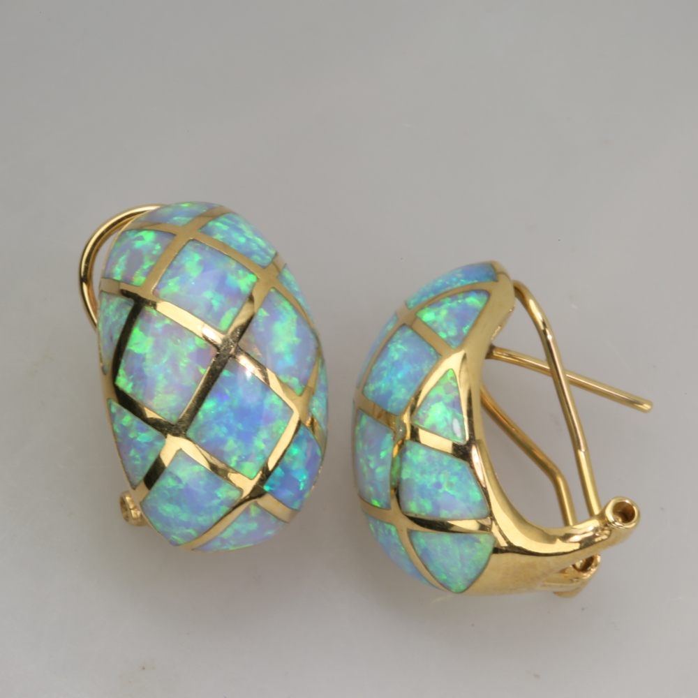 14K Gold Fire Opal Earrings