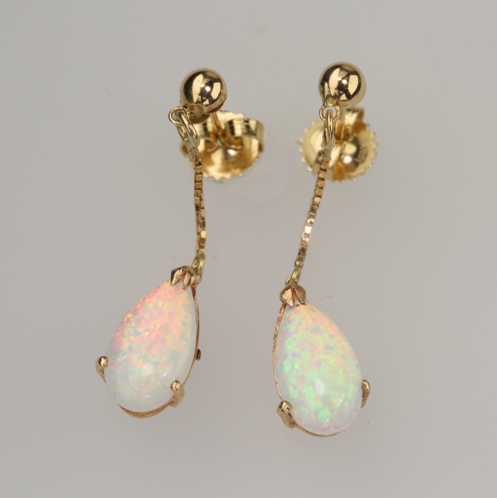 14K Gold Fire Opal Earrings