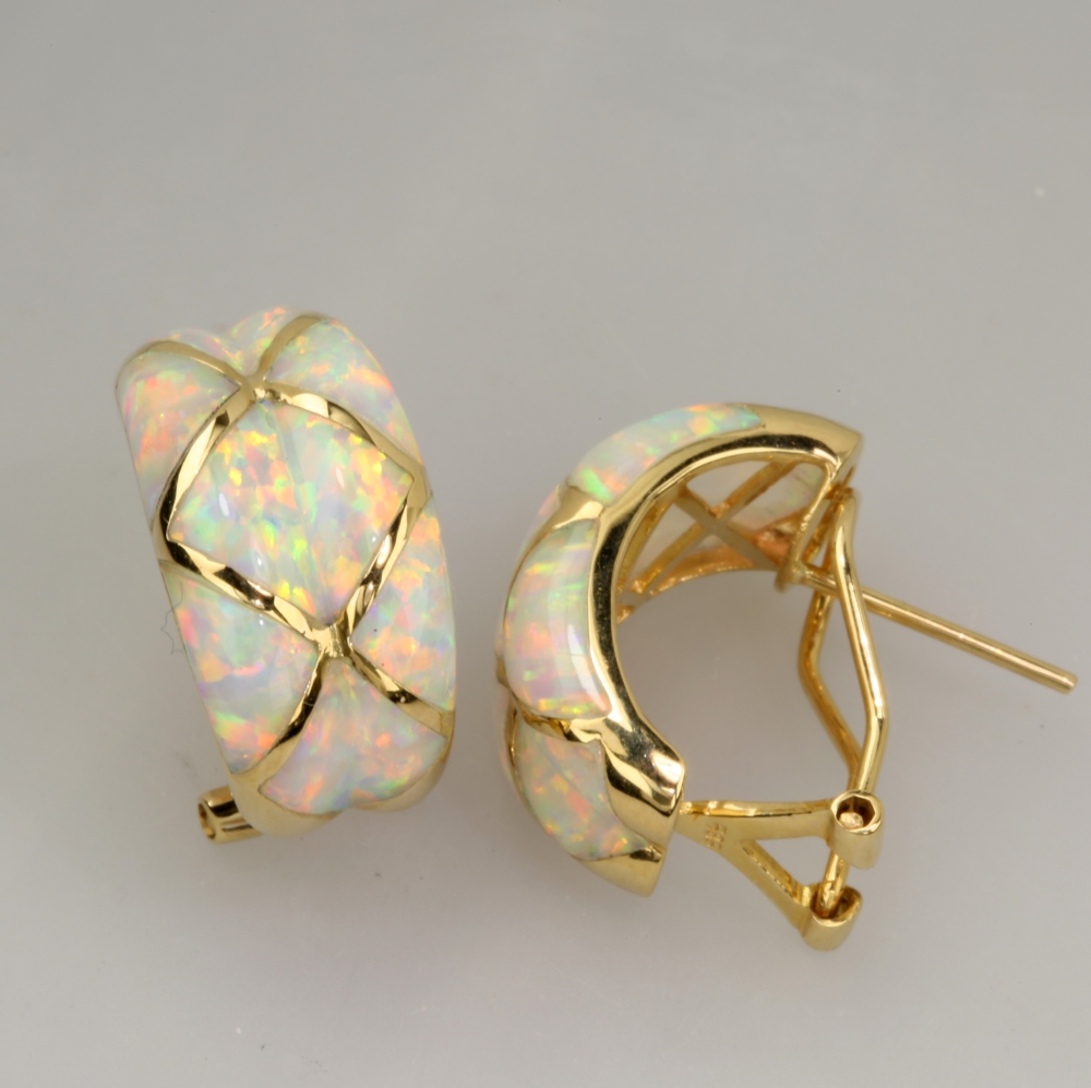 14K Gold Fire Opal Earrings