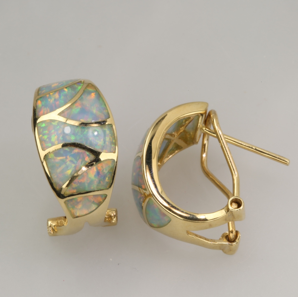 14K Gold Fire Opal Earrings