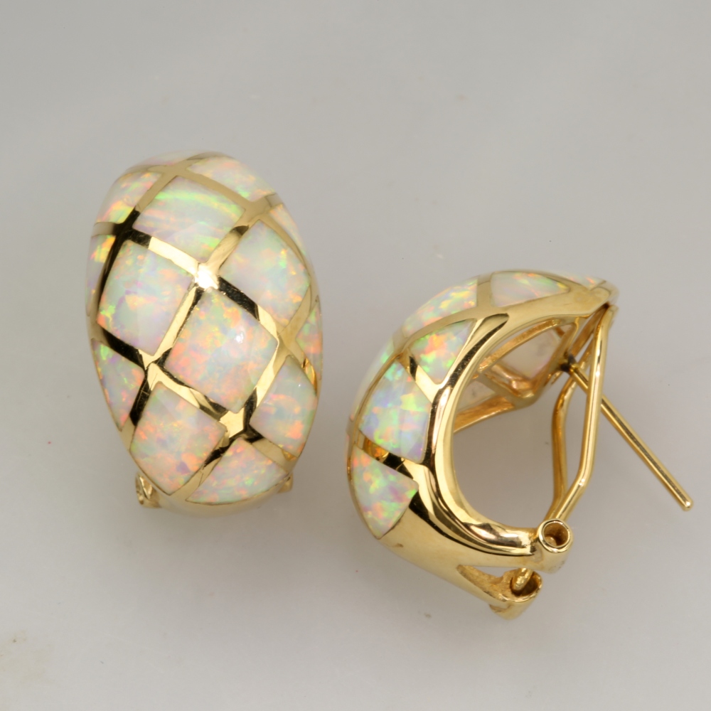 14K Gold Fire Opal Earrings