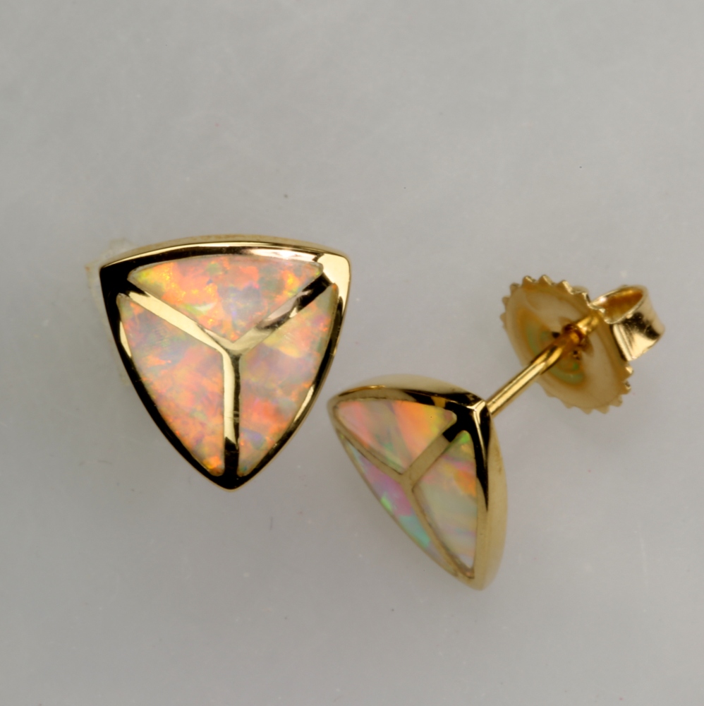 14K Gold Fire Opal Earrings