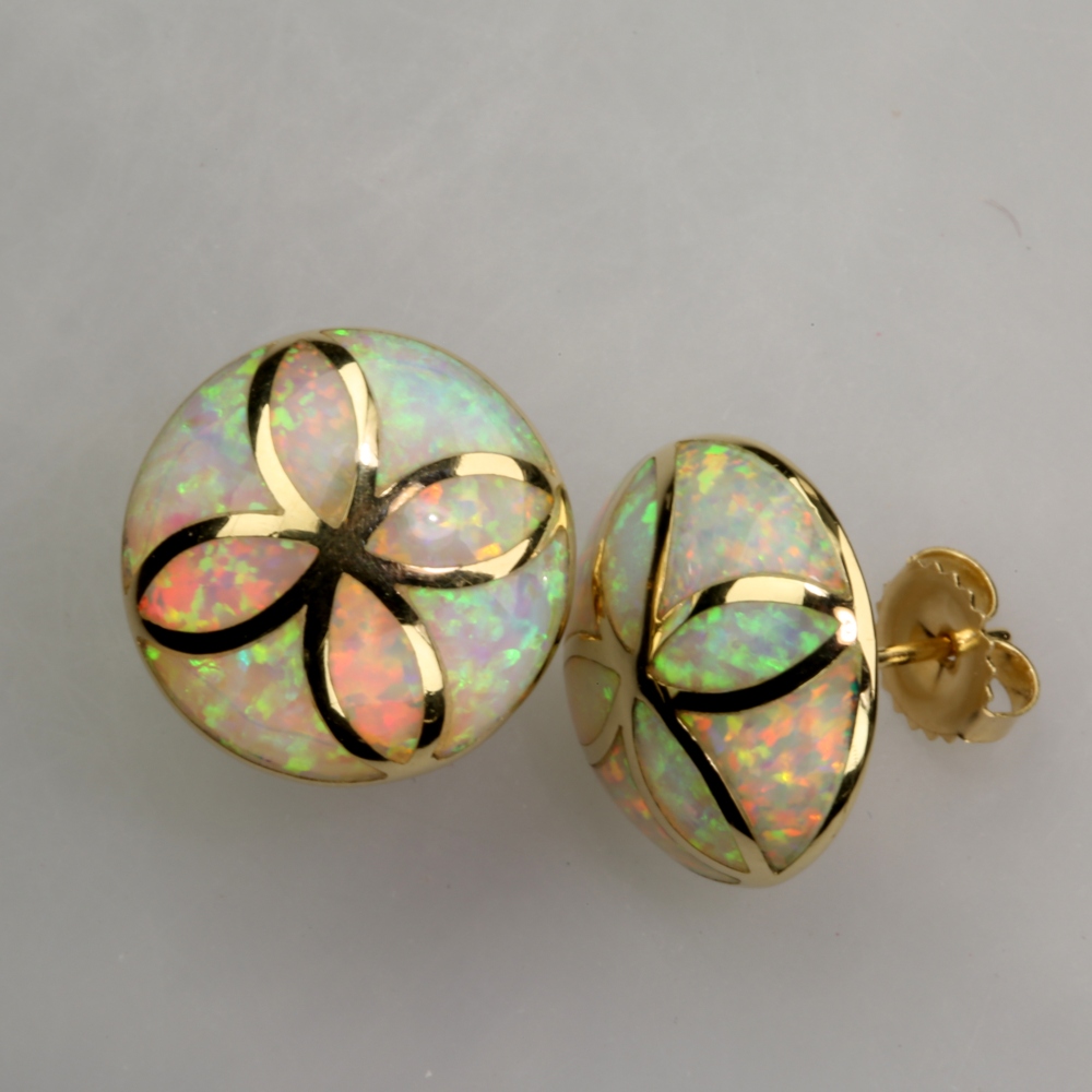 14K Gold Fire Opal Earrings