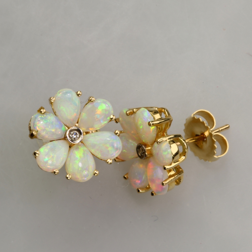 14K Gold Fire Opal Earrings