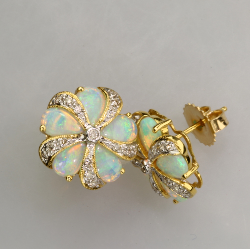 14K Gold Fire Opal Earrings