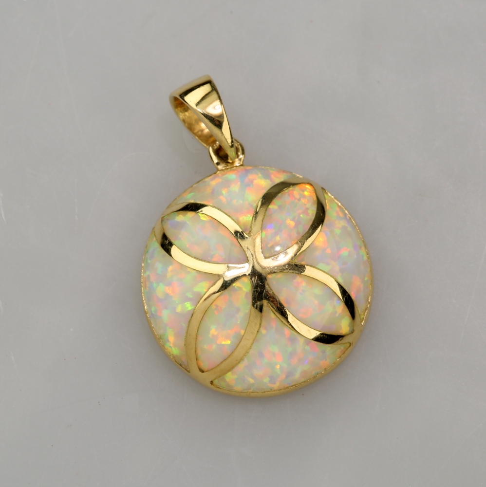 14K Gold Fire Opal Pendant