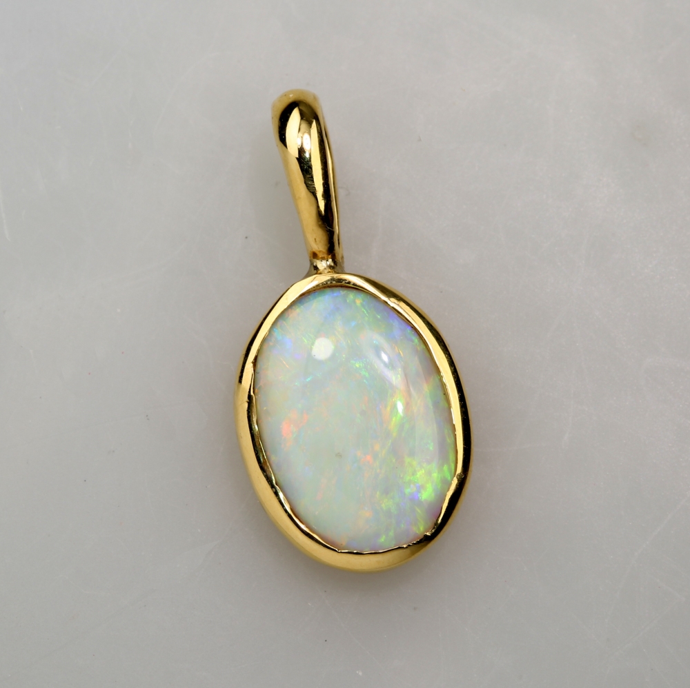 14K Gold Fire Opal Pendant