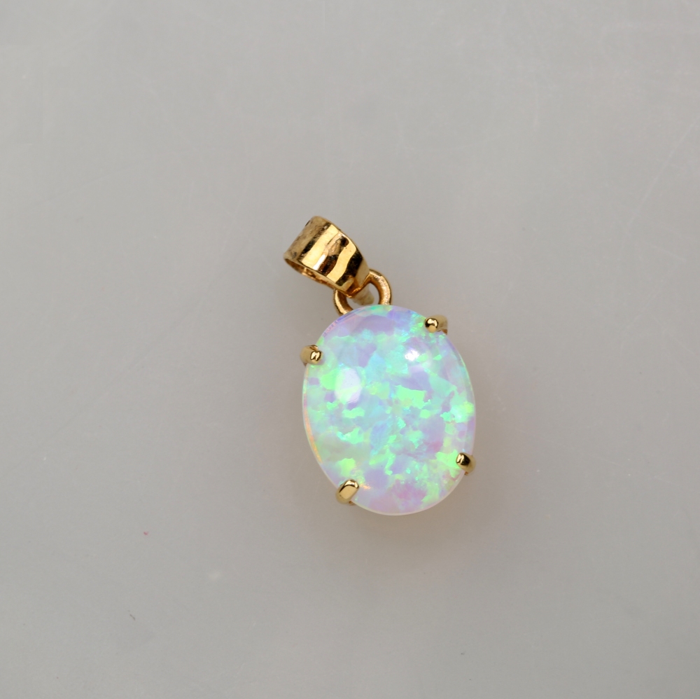 14K Gold Fire Opal Pendant