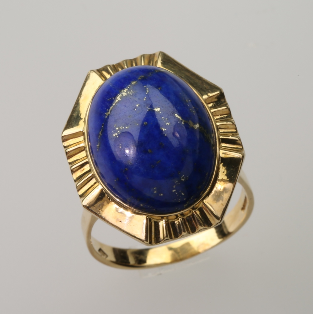 Solid 14K Gold Blue Lapis Ring