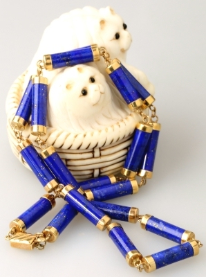 Solid 14K Gold Lapis Necklace