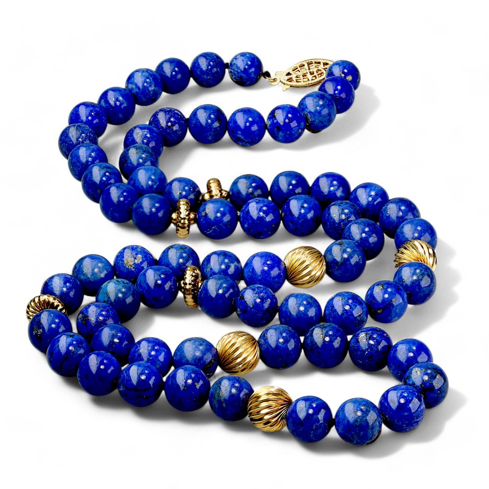 Solid 14K Gold Lapis Necklace
