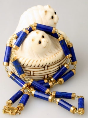 Solid 14K Gold Lapis Necklace