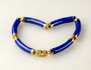 Solid 14K Gold Lapis Bracelet