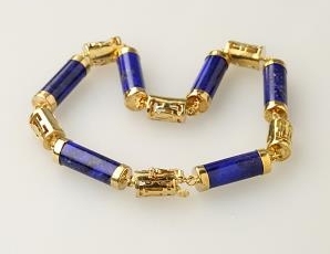 Solid 14K Gold Lapis Bracelet
