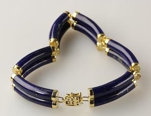 Solid 14K Gold Lapis Bracelet