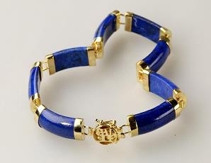 Solid 14K Gold Lapis Bracelet