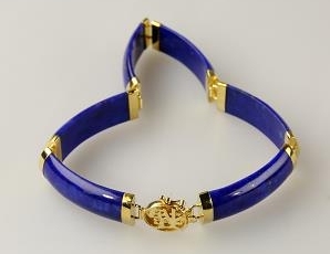 Solid 14K Gold Lapis Bracelet