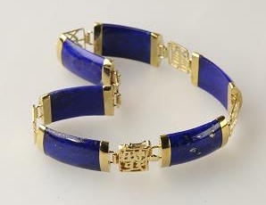 Solid 14K Gold Lapis Bracelet