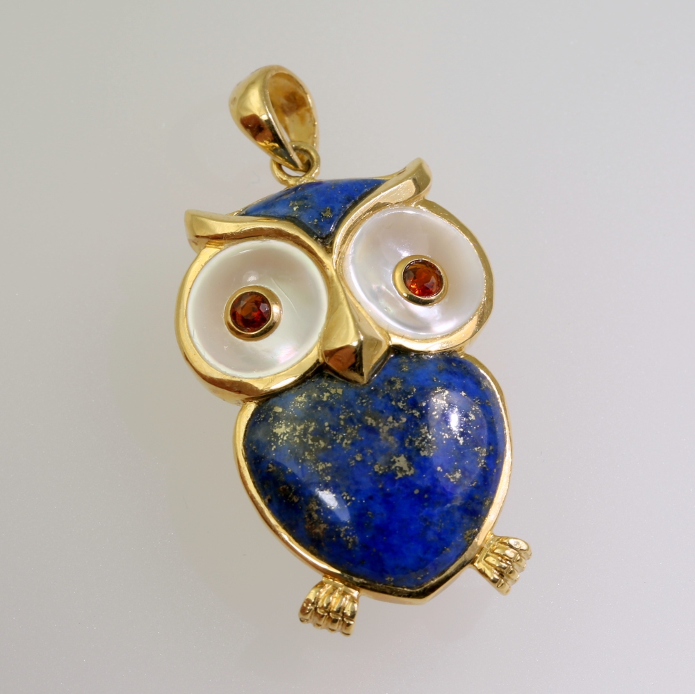 14K Gold Blue Lapis Pendant