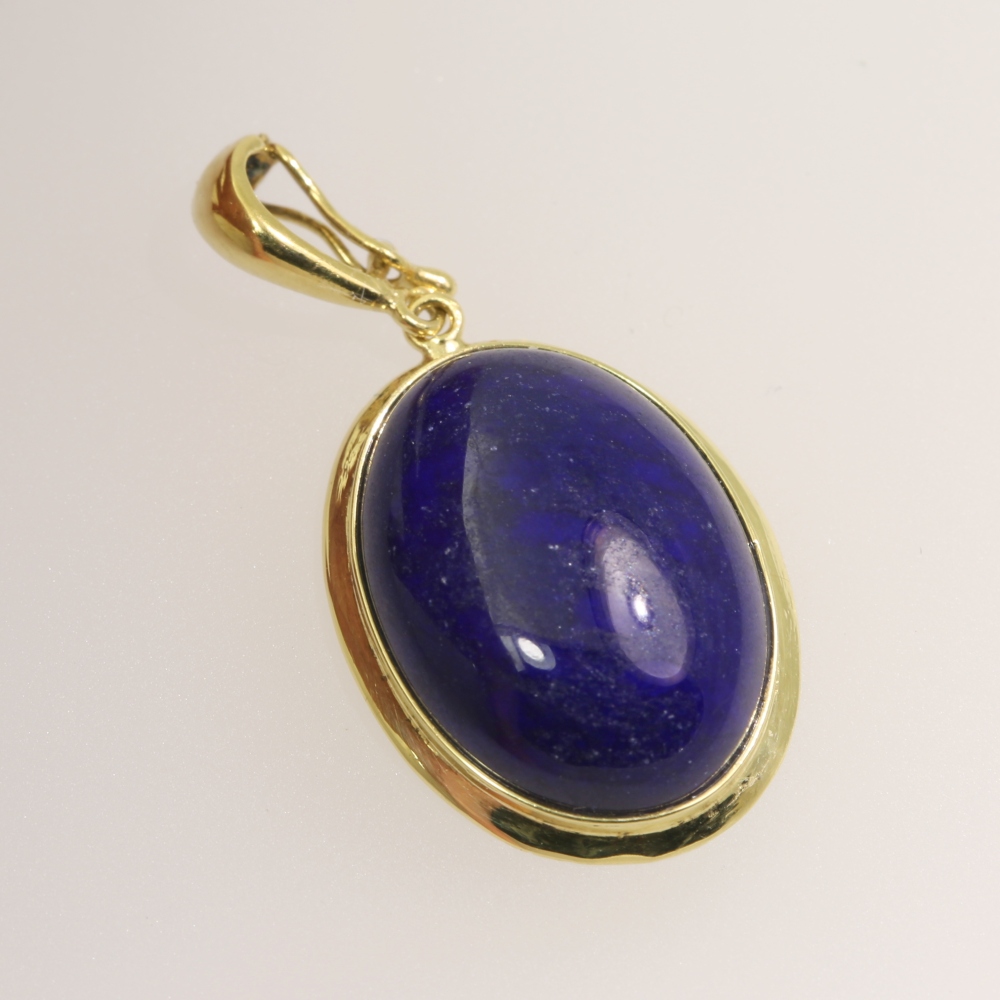 14K Gold Blue Lapis Pendant