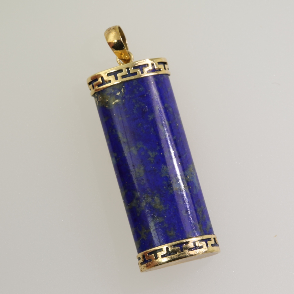 14K Gold Blue Lapis Pendant